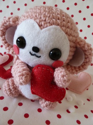 valentines day monkey amigurumi